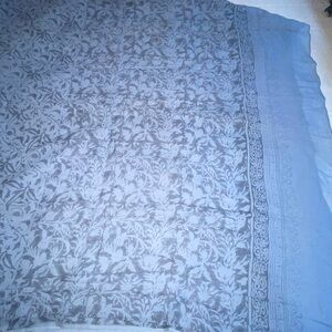 Two’s Company X Large Scarf Sarong Beaded Edges 70” Blue